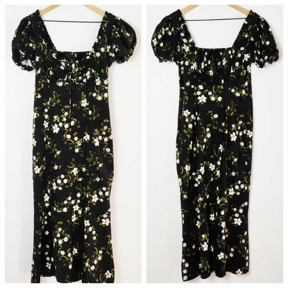NWT Anthropologie Dress Floral Midi Linen Size Medium - Picture 4 of 14